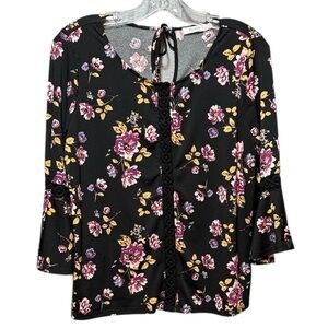 Ricki's Black and Purple Floral Blouse